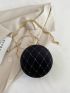 Mini Circle Bag Rhinestone Decor Ring Strap Black Fashionable