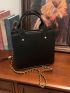 Small Square Bag Letter Embroidery Design Double Handle Chain Strap