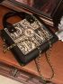 Small Square Bag Letter Embroidery Design Double Handle Chain Strap