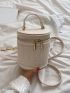 Mini Bucket Bag Letter Embroidery Design Top Handle Zipper