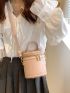 Mini Bucket Bag Letter Embroidery Design Top Handle Zipper
