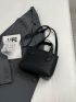 Small Satchel Bag Letter Detail Twilly Scarf Decor Double Handle