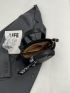 Small Satchel Bag Letter Detail Twilly Scarf Decor Double Handle