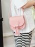 Mini Saddle Bag Solid Color Tassel Decor Flap Fashion Style