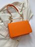 Small Square Bag Quilted Chain Decor Flap Chain Strap