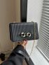 Small Square Bag Quilted Chain Decor Flap Chain Strap