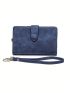 Solid Color Small Wallet With Wristlet Fashion Style