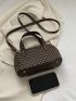 Geometric Pattern Dome Bag Small Zipper Double Handle