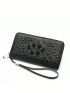 Crocodile Clutch Purse Double Zipper Purse Retro Purse Women's Long Wallet
