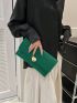 Fashion Felt Clutch Bag, Solid Color Flap Envelope Bag, Women's Heart Shaped Metal Decor Handbag