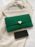Fashion Felt Clutch Bag, Solid Color Flap Envelope Bag, Women's Heart Shaped Metal Decor Handbag