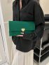 Fashion Felt Clutch Bag, Solid Color Flap Envelope Bag, Women's Heart Shaped Metal Decor Handbag