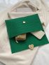 Fashion Felt Clutch Bag, Solid Color Flap Envelope Bag, Women's Heart Shaped Metal Decor Handbag