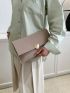 Fashion Felt Clutch Bag, Solid Color Flap Envelope Bag, Women's Heart Shaped Metal Decor Handbag