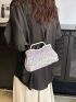 White Sequin Dinner Bag Glamorous Shiny Handbag With Chain Strap, Perfect Bride Purse For Wedding, Prom & Party Events