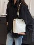 Mini Quilted Bucket Bag Chain Strap White