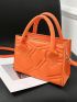 Quilted Square Bag Orange Fashionable Double Handle