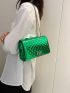 Quilted Square Bag Green Flap Chain Strap