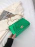 Quilted Square Bag Green Flap Chain Strap