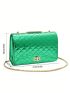 Quilted Square Bag Green Flap Chain Strap
