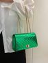 Quilted Square Bag Green Flap Chain Strap