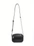 Mini Square Bag Black Chain Decor Adjustable Strap For Daily