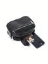 Mini Square Bag Black Chain Decor Adjustable Strap For Daily