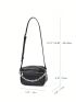Mini Square Bag Black Chain Decor Adjustable Strap For Daily
