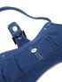 Medium Novelty Bag Blue Buckle Decor Fashionable For Daily Denim Bag