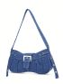 Medium Novelty Bag Blue Buckle Decor Fashionable For Daily Denim Bag