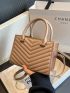 Mini Square Bag Chevron Pattern Khaki Double Handle