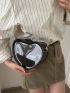 Mini Heart Design Novelty Bag Orange Chain Strap, Clear Bag
