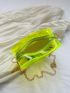 Mini Heart Design Novelty Bag Neon-Green Funky Chain Strap, Clear Bag