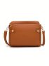 Brown Square Bag Studded Decor With Card Slot For Daily
