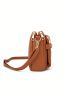 Brown Square Bag Studded Decor With Card Slot For Daily