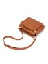 Brown Square Bag Studded Decor With Card Slot For Daily
