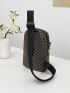 Geometric Pattern Sling Bag, Pu Leather Chest Purse, Trendy Crossbody Bag For Outdoor Travel