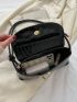 Crocodile Embossed Flap Baguette Bag Fashion Black