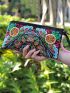Women's Embroidered Wallet, Niche Vintage Zip Clutch, Large Capacity Coin Purse, Women's Phone Case, Mothers Day Gift For Mom