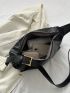 Minimalist Hobo Bag With Zipper Black Large Capacity