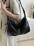 Minimalist Hobo Bag With Zipper Black Large Capacity