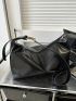 Minimalist Hobo Bag With Zipper Black Large Capacity