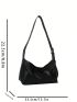 Minimalist Hobo Bag With Zipper Black Large Capacity