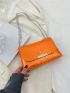 Mini Crocodile Embossed Flap Square Bag Funky Orange