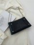 Mini Crocodile Embossed Flap Square Bag Fashion Black
