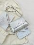 Mini Crocodile Embossed Flap Square Bag Funky Silver