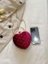 Mini Rhinestone Detail Heart Design Chain Box Bag Glamorous