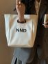 Small Textured Bucket Bag Letter Graphic Colorblock