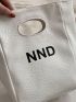 Small Textured Bucket Bag Letter Graphic Colorblock