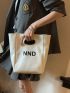 Small Textured Bucket Bag Letter Graphic Colorblock